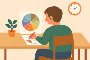 Persona realizando la rueda de prioridades.